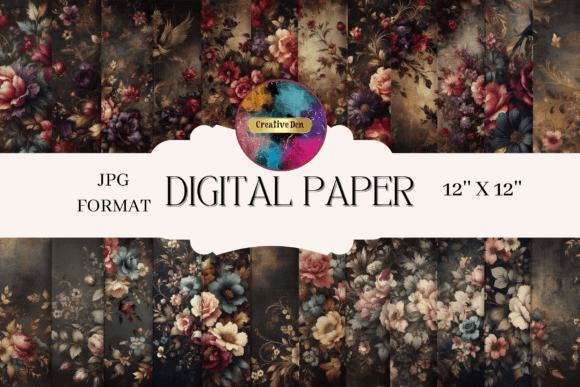 24 Vintage Distressed Romantic Floral