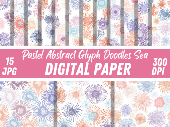 Abstract Glyph Doodles Sea Paper Pattern