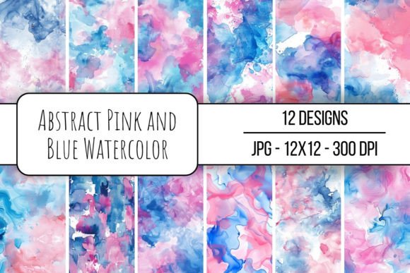 Abstract Pink and Blue Watercolor