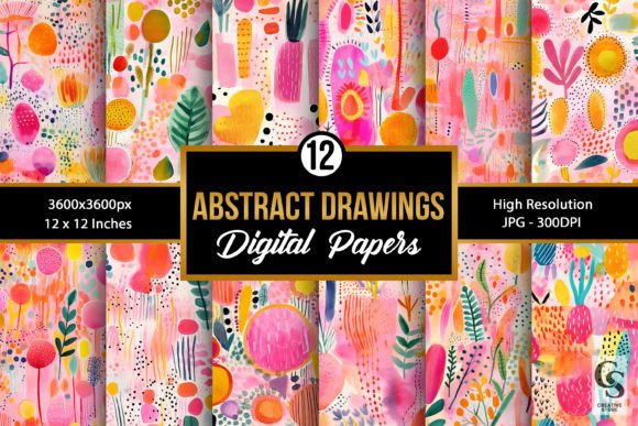 Abstract Watercolor Summer Drawings: A Creative Resource for Designers and Crafters