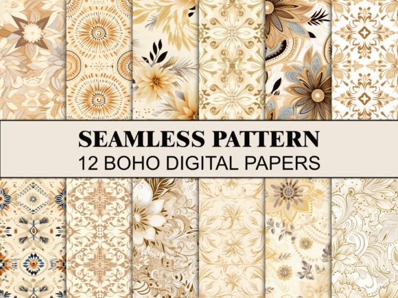Boho Seamless Pattern Flower Paper