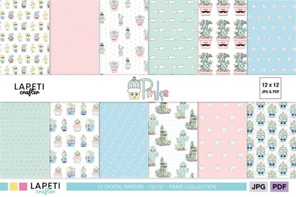 Cactus Kawaii Digital Paper Pack