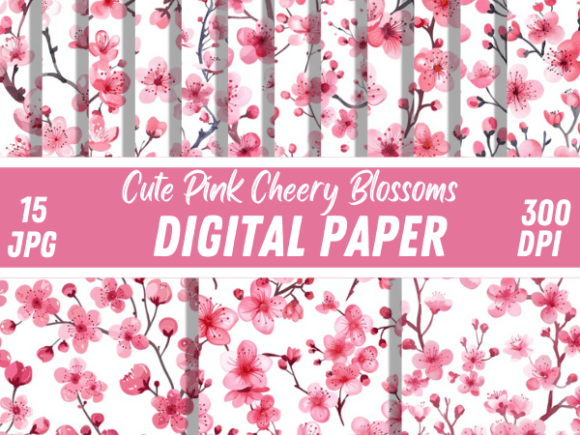 Cute Pink Cherry Blossoms Floral Pattern