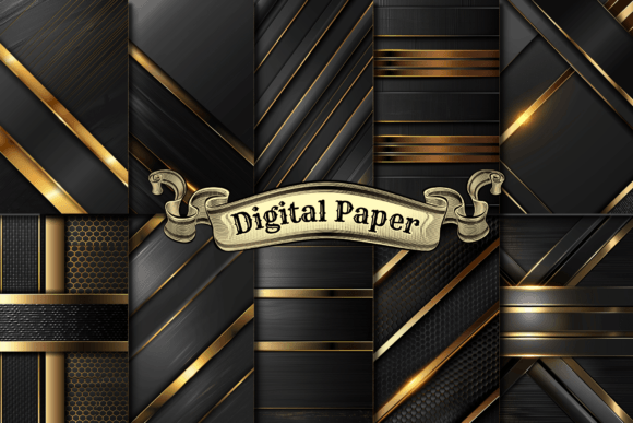 Elegant Black and Gold Digital Paper