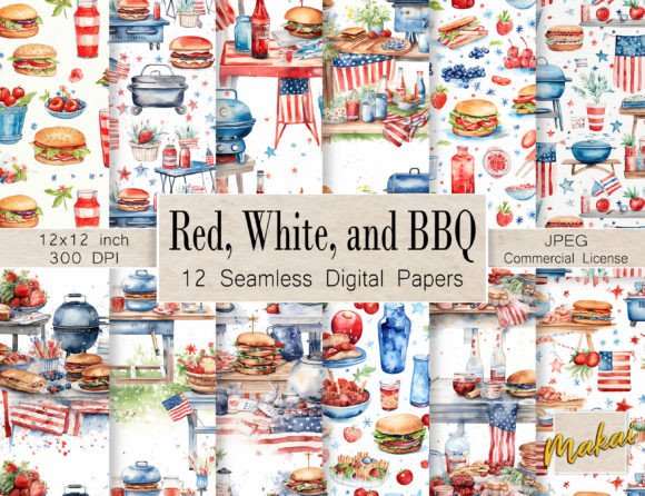 Evaluating Watercolor 4th of July BBQ Seamless Patterns for Patriotic Design Projects