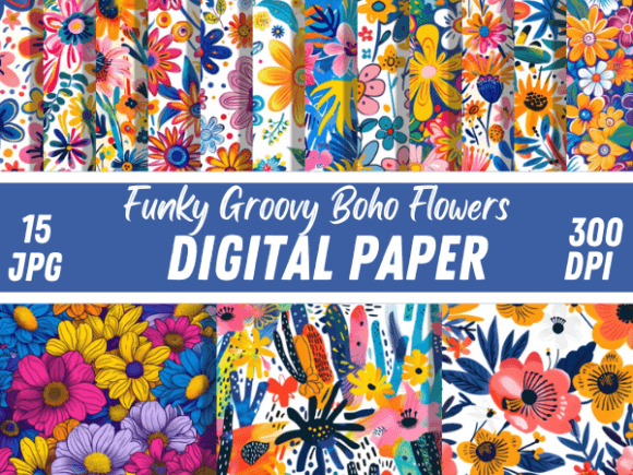 Funky Groovy Boho Flowers Paper Pattern