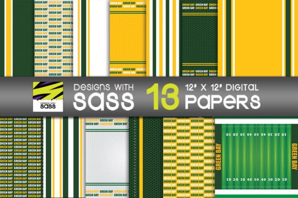 Green Bay Football Paper Pattern JPG