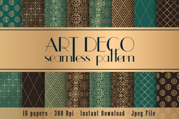 Green Brown Art Deco Papers