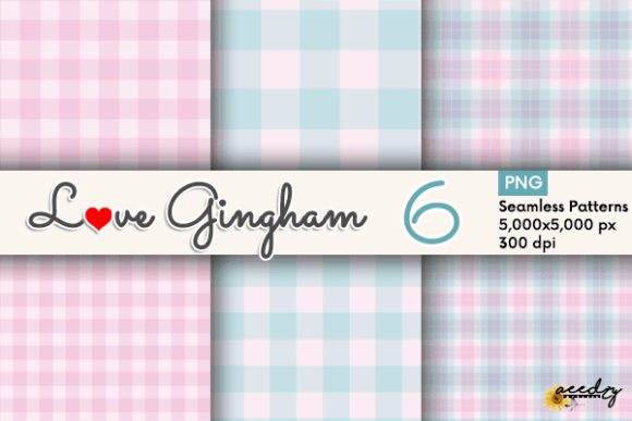 Light Blue and Pink Gingham Digital Paper Pack