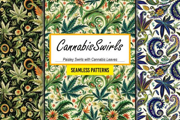 Paisley Swirls Cannabis Leaves Pattern