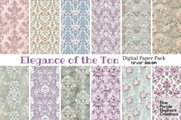 Pastel Damask Shabby Chic Regency Era