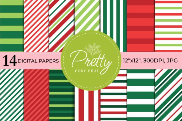 Red Green Christmas Stripes Backgrounds