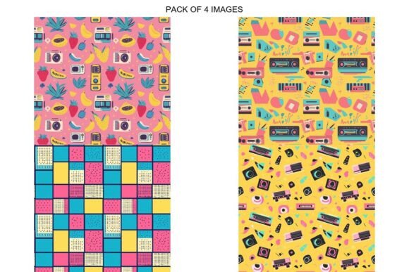 Retro 80s Seamless Pattern Set