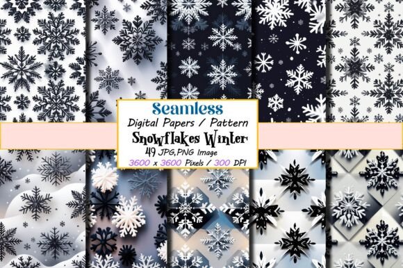 Seamless Black and White Snowflakes -Set: A Comprehensive Guide to Winter Pattern Papers