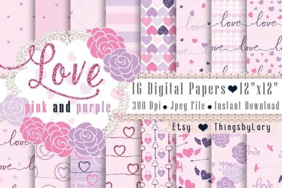 Seamless Pink Purple Valentine Papers