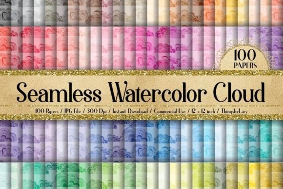 Seamless Watercolor Chinese Cloud Papers