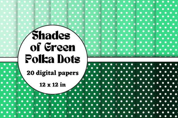 Shades of Green Polka Dots Digital Paper