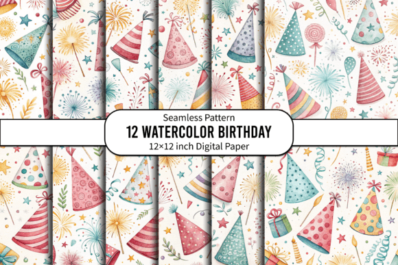 Sparklers Confetti Watercolor Pattern