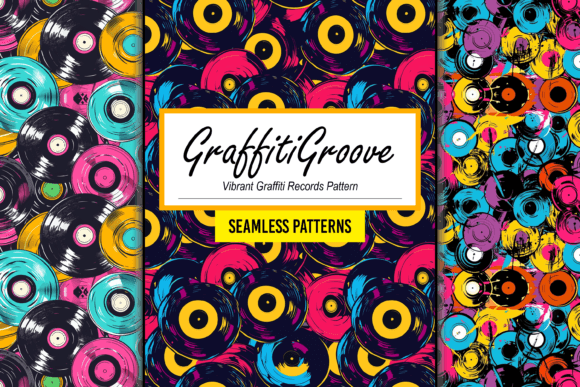 Vibrant Graffiti Record Seamless Pattern