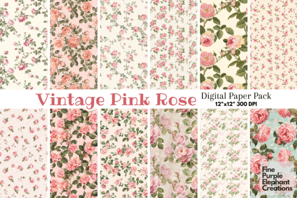 Vintage Tiny Pink Rose Flower Floral