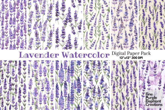 Watercolor Lavender Flowers Purple Field: Elevating Digital Creativity with Seamless Textures